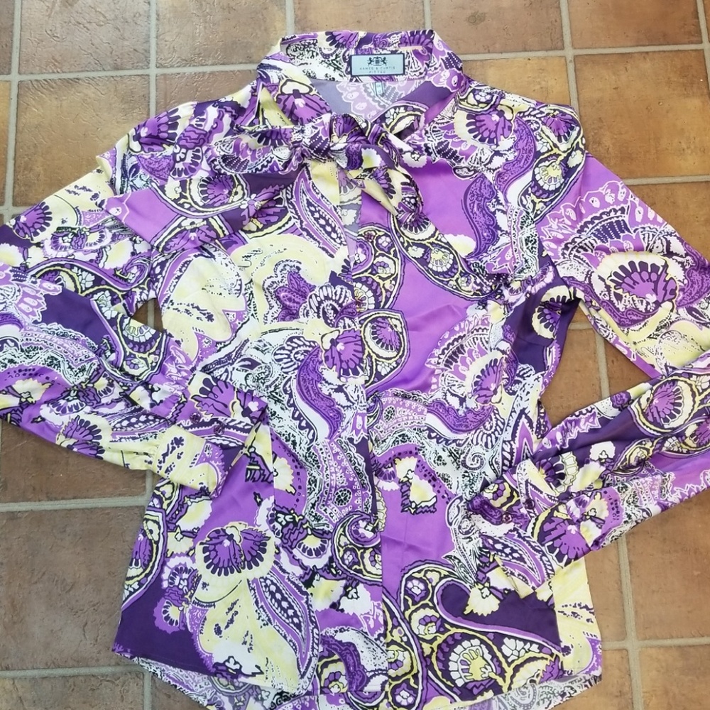 Hawes & Curtis Fitted satin bow blouse